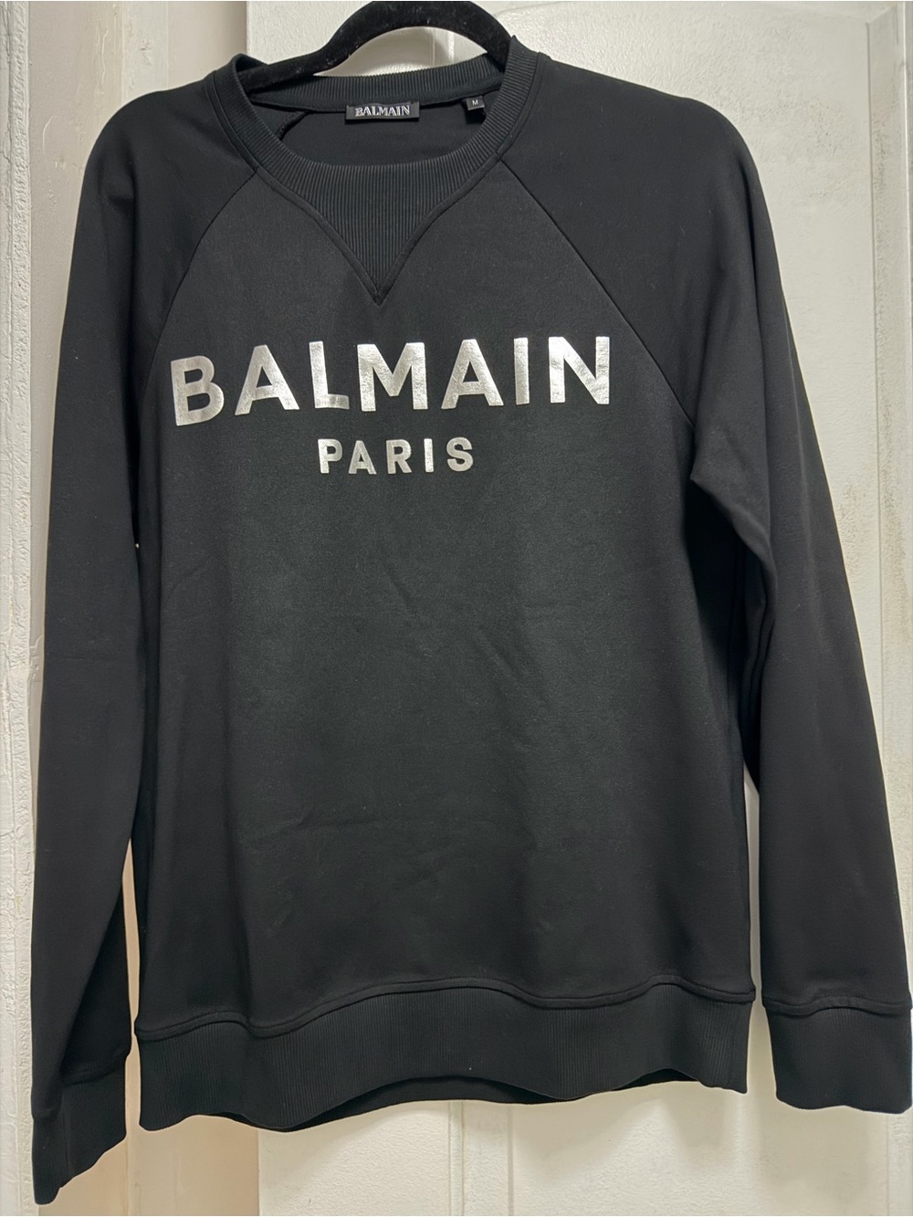 Balmain Black Sweatshirt with Silver Logo